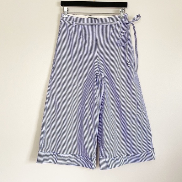 J. CREW Cuffed Wide Leg Crop Shirting Striped 4 - Picture 3 of 15